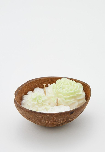Свеча ароматическая Diego Ferru «Шоколад и роза» в половинке кокоса