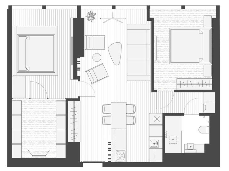 Минималистичная квартира 78 м² для спортсмена в Москве