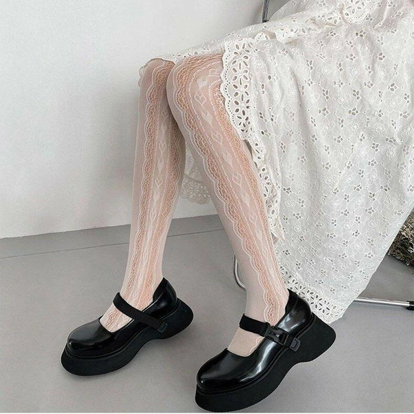Ажурные колготки с сердечками