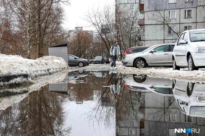 Из-за потепления в городе стало очень много воды | Источник: Наталья Бурухина
