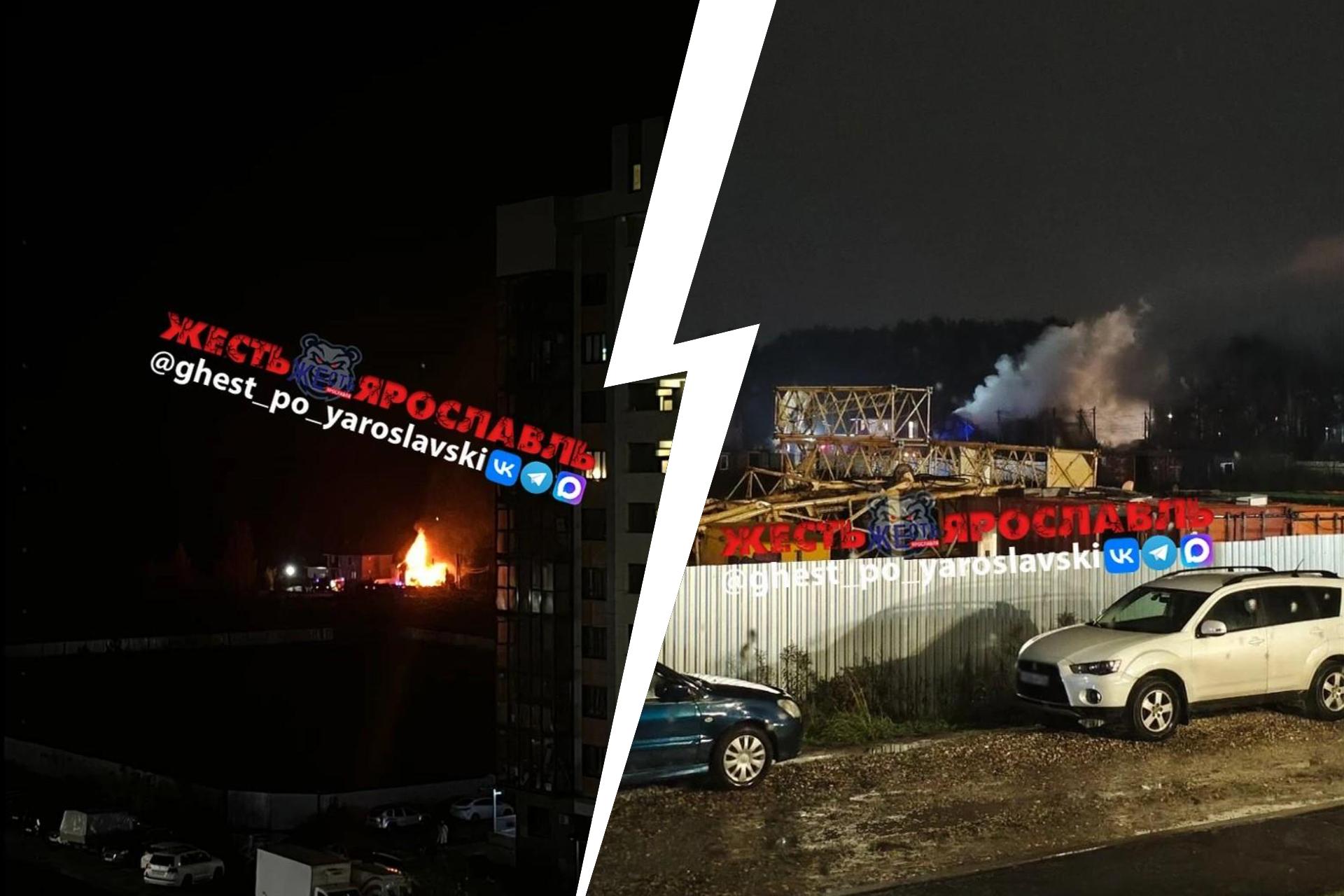 «Пожарным даже не разъехаться»: под Ярославлем вспыхнул жилой дом — видео
