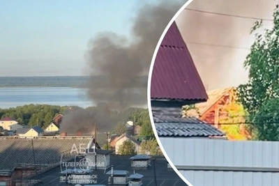 Пожар в доме в Архангельске: видео