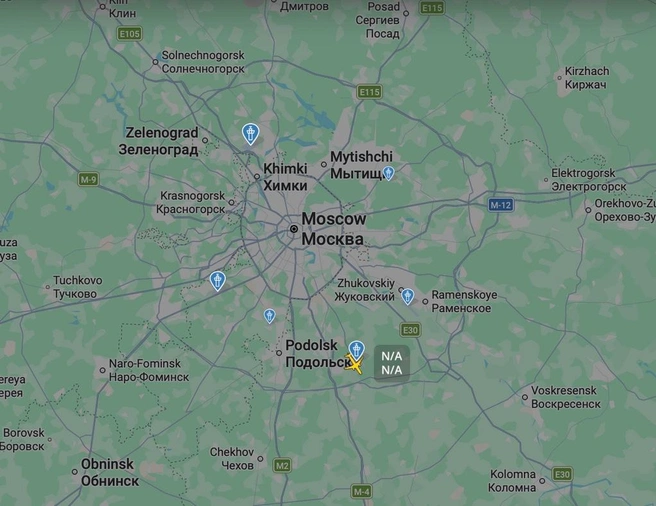 Сейчас в небе над столицей фиксируется всего один борт | Источник: flightradar24.com