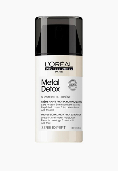 Крем для волос L'Oreal Professionnel несмываемый, Профессиональный, Metal Detox High Protection Cream, с высокой степенью защиты, обогащен 1% Гликоамином, для всех типов волос