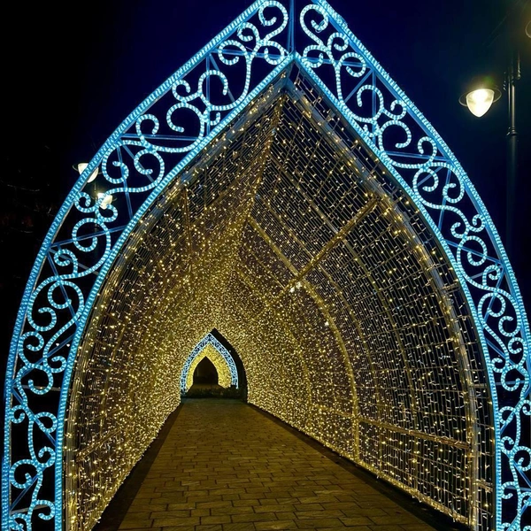 Светящийся тоннель в Майкопе на площади Ленина  | Источник: Mitrofanov_GA / T.me