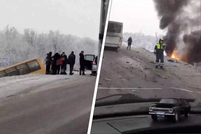 Авария с детским автобусом под Архангельском: видео