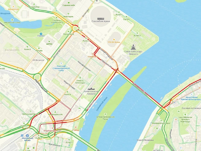 Пробки в Нижнем | Источник: 2gis.ru