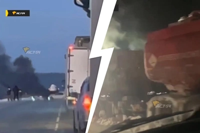 Бензовоз вспыхнул на Северном объезде под Новосибирском