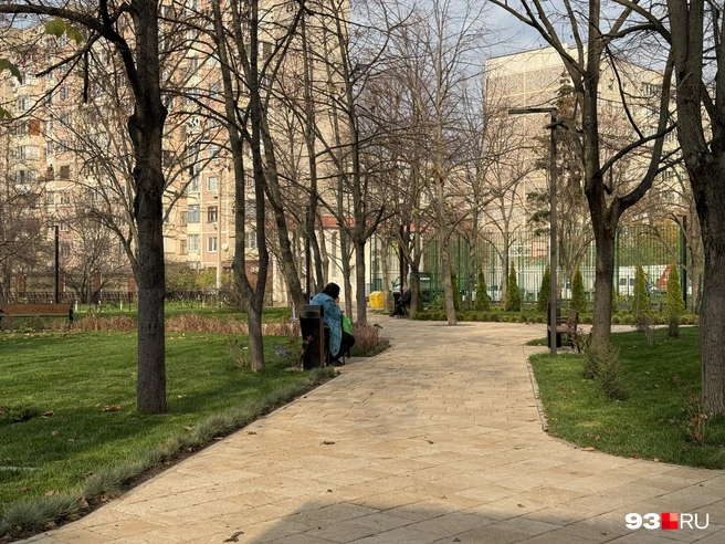 Пенсионеры уже начали выходить в новый сквер | Источник: Валерия Дульская / 93.RU
