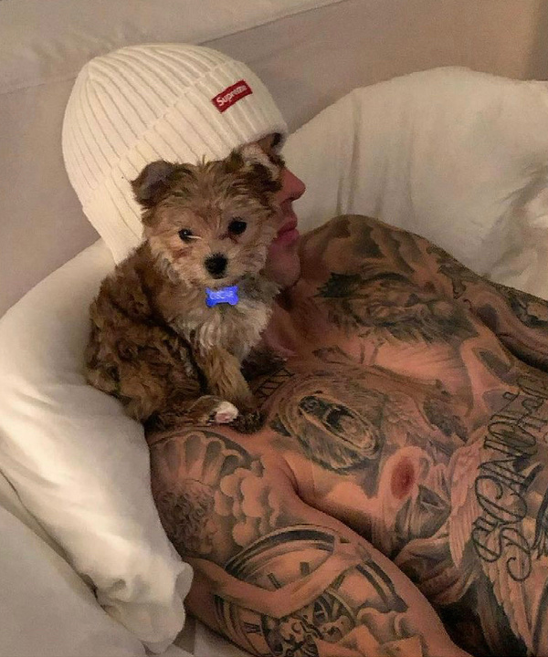 Family look: Джастин Бибер и его собака в одинаковых гавайских рубашках