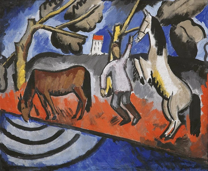 Александр Русаков. «Лошади на водопое», 1923–1925. Собрание Романа Бабичева, Москва. | Источник: пресс-служба выставки