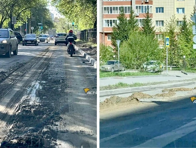 На некоторых участках глины было так много, что водителям приходилось выезжать на встречную полосу. | Источник: «АСТ-54 Black» / Телеграм