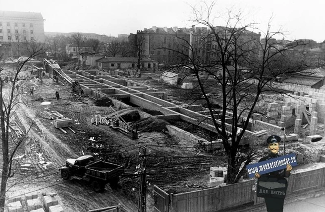 Строительство Дома советов, 1957 год | Источник: Myekaterinodar.ru