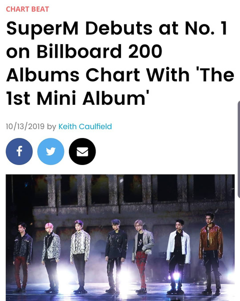 Рекорд дня: SuperM стали первой k-pop группой, которая возглавила рейтинг Billboard с дебютным альбомом