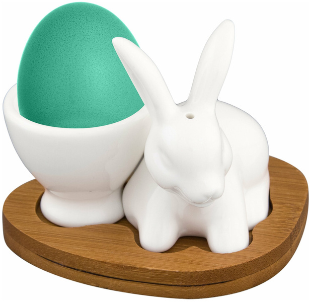Подставка под яйцо с солонкой «Белый кролик»