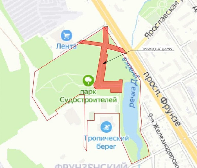 На схеме показано, какие участки парка благоустроят | Источник: госзакупки