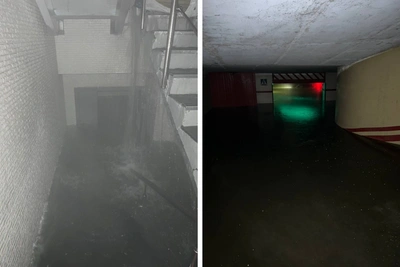 Novosibirsk business-class complex two-level garage flood submerges cars