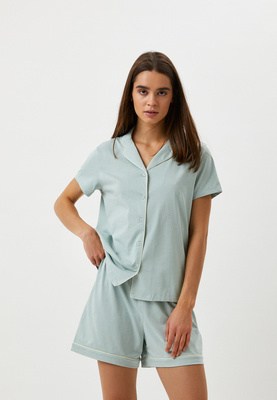 Пижама UNIQLO AIRism c хлопком, цвет: зеленый, RTLACB133801 — купить в интернет-магазине Lamoda
