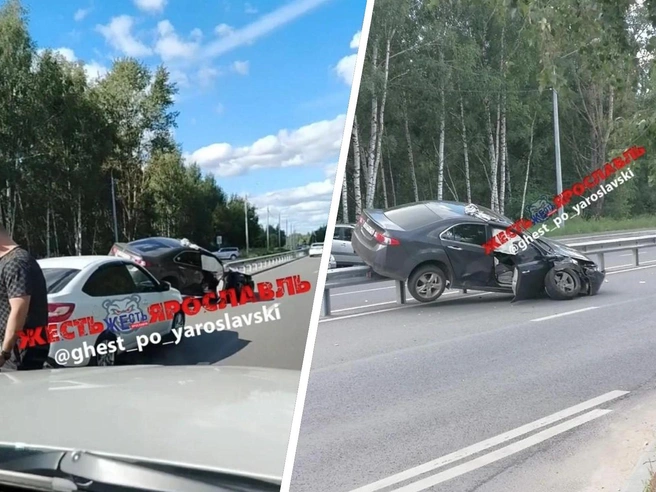 Авария с участием «Хонды» на проспекте Машиностроителей в Ярославле | Источник: Жесть Ярославль / Max