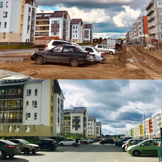 Вместе с новыми домами приходят и благоустройство, и микрорайонная сеть дорог | Источник: Мария Черенёва