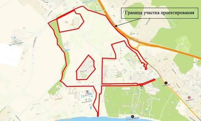 На карте отмечен участок, где отстоят парк  | Источник: Проектная документация «Парк в районе ул. Солнцедарская, город-курорт Геленджик»