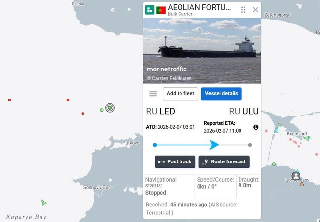 Два судна столкнулись в Финском заливе | Источник: marinetraffic.com