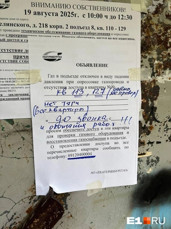 В первых двух объявлениях были указаны номера двух квартир, не предоставивших доступ | Источник: читательница E1.RU