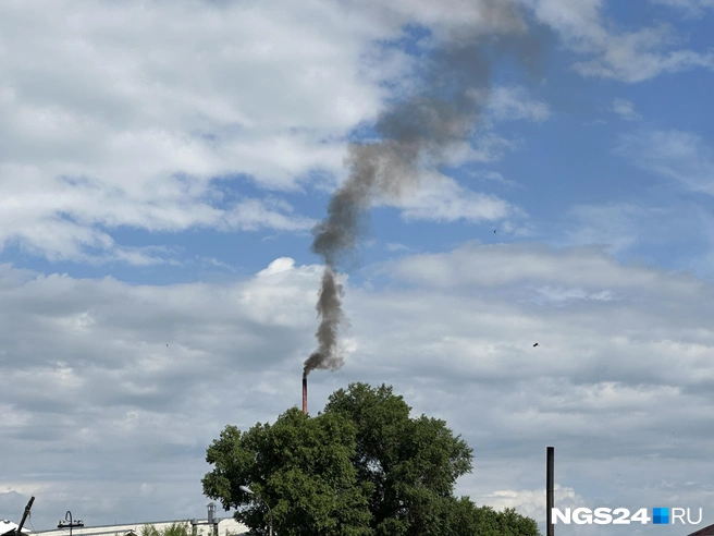 Труба с черным дымом напоминала о проблемах экологии в городе, несмотря на хорошую погоду | Источник: Руслан Руденко / NGS24.RU