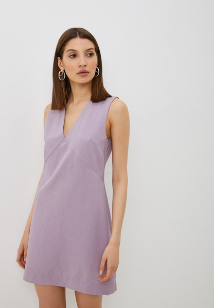 Фиолетовое мини-платье из льна и вискозы