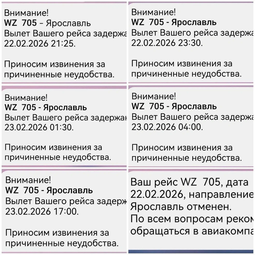 Пассажиров несколько раз уведомляли о переносе рейса | Источник: Жесть Ярославль / Telegram