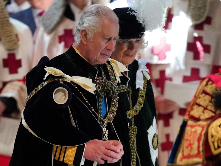 Национальная служба благодарения и посвящения королю Карлу III и королеве Камилле, а также вручение почестей Шотландии в соборе Святого Джайлса, Эдинбург, 5 июля 2023