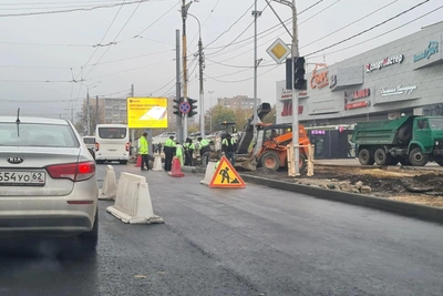 На Московском шоссе в Рязани положили новый асфальт у «Барса»