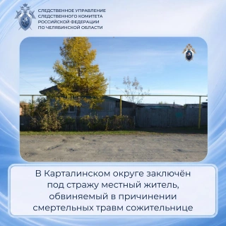 Под стражей житель Карталинского округа за смерть сожительницы | Источник: chel.sledcom.ru