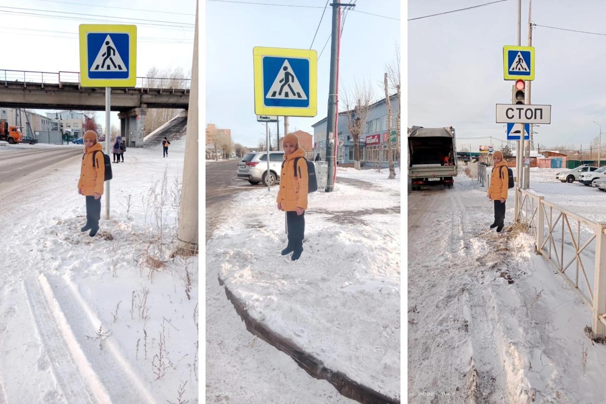 На переходах в Березовке под Красноярском установили фанерные макеты в виде  школьника в декабре 2022 г. - 11 декабря 2022 - НГС24.ру