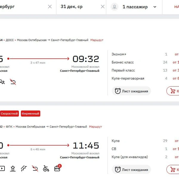 А самый дорогой вариант в 81 399 рублей | Источник: ticket.rzd.ru