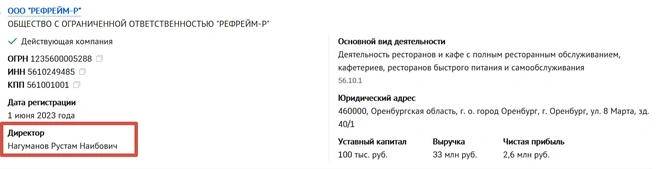 «Рефрейм» — основное слово из названий фирм бизнесмена | Источник: Checko.ru