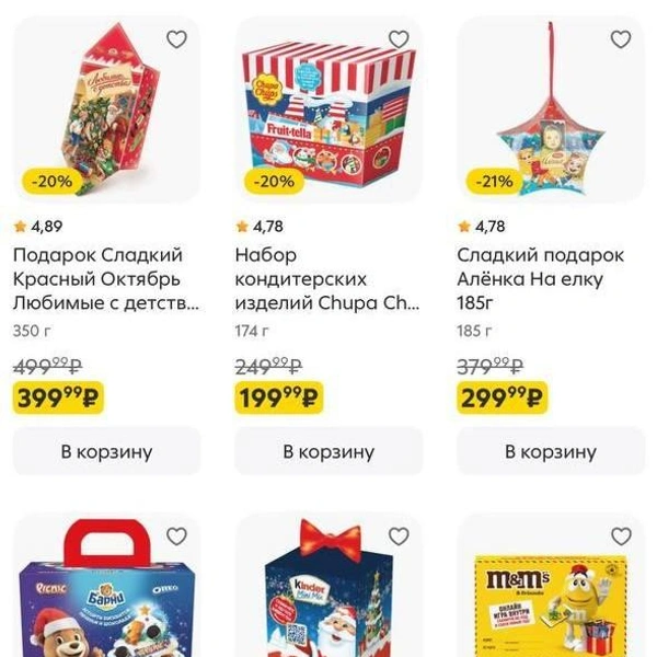 Сладкие подарки в доставке | Источник: Скриншот с сайта магазина