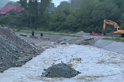 Размыта временная дорога в Герпегеже