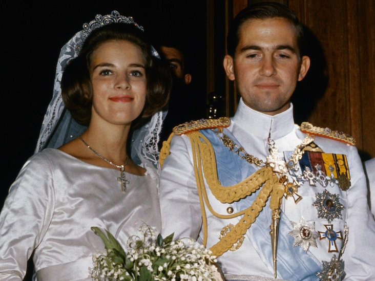 Принцесса Анна-Мария Датская и король Константин во время свадебного торжества, Афины, Греция, 1 января 1964 года