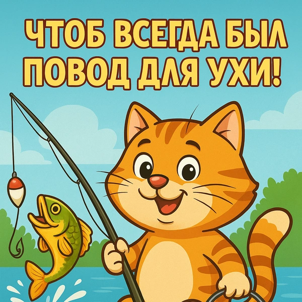 День Рыбака: открытки близким, смешные открытки, открытки другу на день рыбака, открытки на день рыбака, рыбак | Источник: theDay/DALL-E