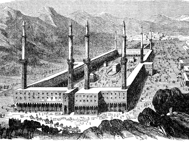 Великая мечеть аль-Харам в Мекке. Гравюра середины XIX века. Ибн Баттута совершил хадж четырежды. | Источник: CORBIS/RPG