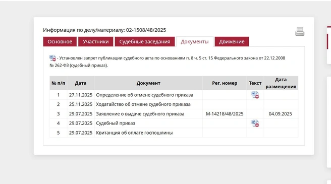 По словам Марии, ноябрьские записи появились только спустя месяц | Источник: сайт мирового суда / ms48.mirsud24.ru