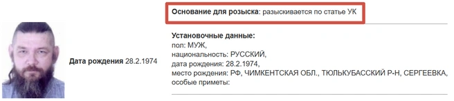 Ориентировка на Басалаева | Источник: База данных УМВД