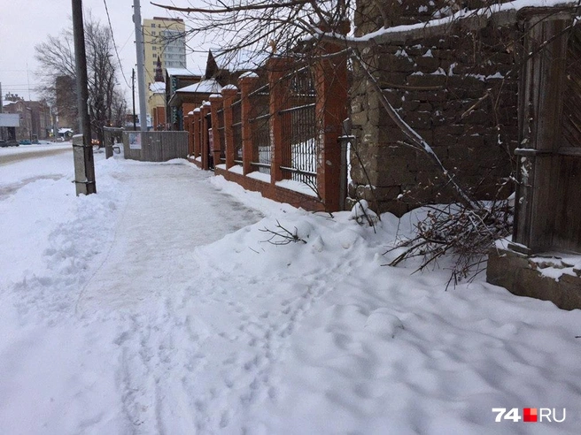 Границу чистого и заснеженного видно чётко | Источник: читатель 74.RU