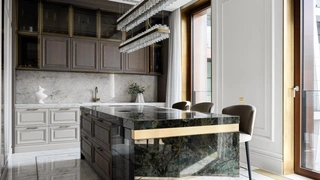 Кухонный фартук из камня: 55+ проектов