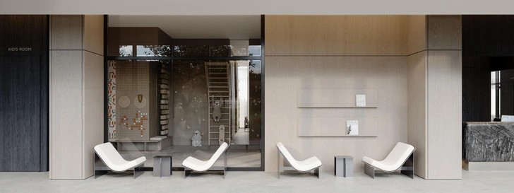 Вид на детскую игровую комнату из галереи гранд-лобби STONE Grain