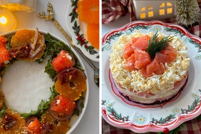 Три эффектных салата к Новому году за несколько минут