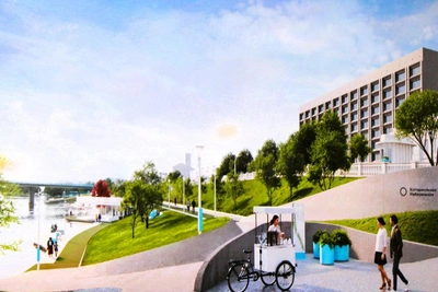 Пешеходный мост и певчая тропа на Которосльной набережной