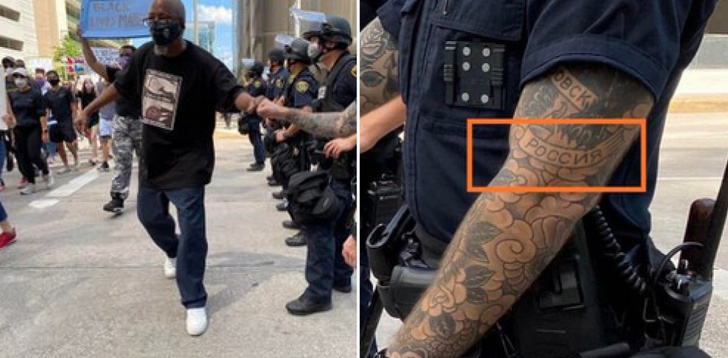 Интернет обсуждает татуировку «Россия» на руке американского полицейского