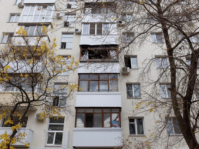 После взрыва в помещении вспыхнул пожар | Источник: Алексей Волхонский / V1.RU
